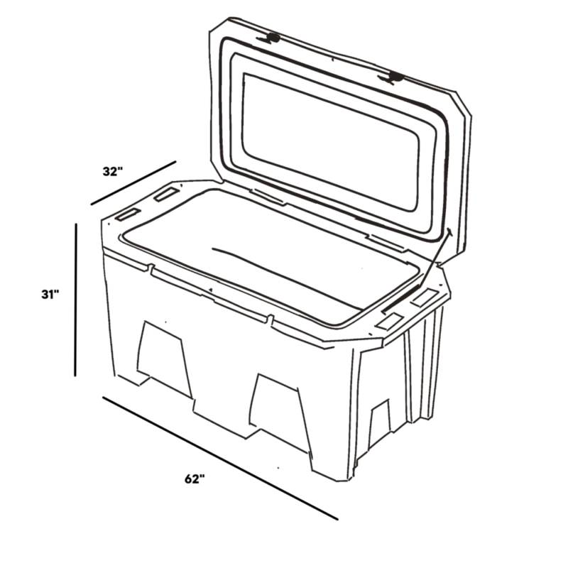 A sketch of the footprint and dimensions of the Exclusive Desert Plunge grizzly cold plunge tub