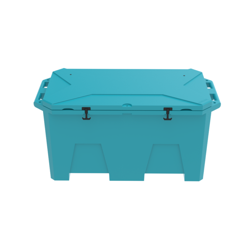 A photo of the Desert Plunge Exclusive Cold Plunge in Teal, lid closed, straight on